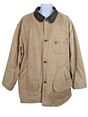VTG L.L. Bean Men's XXL Tall 2XLT Barn Chore Field Coat Jacket Tan USA No Liner